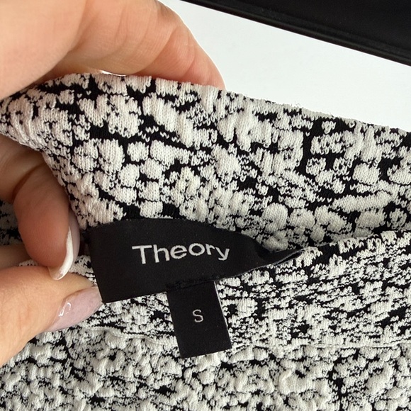 Theory Black and White Knit Wide-Leg Pants - Picture 2 of 2